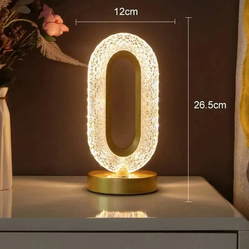 Touch-controlled LED moon lamp emitting warm light