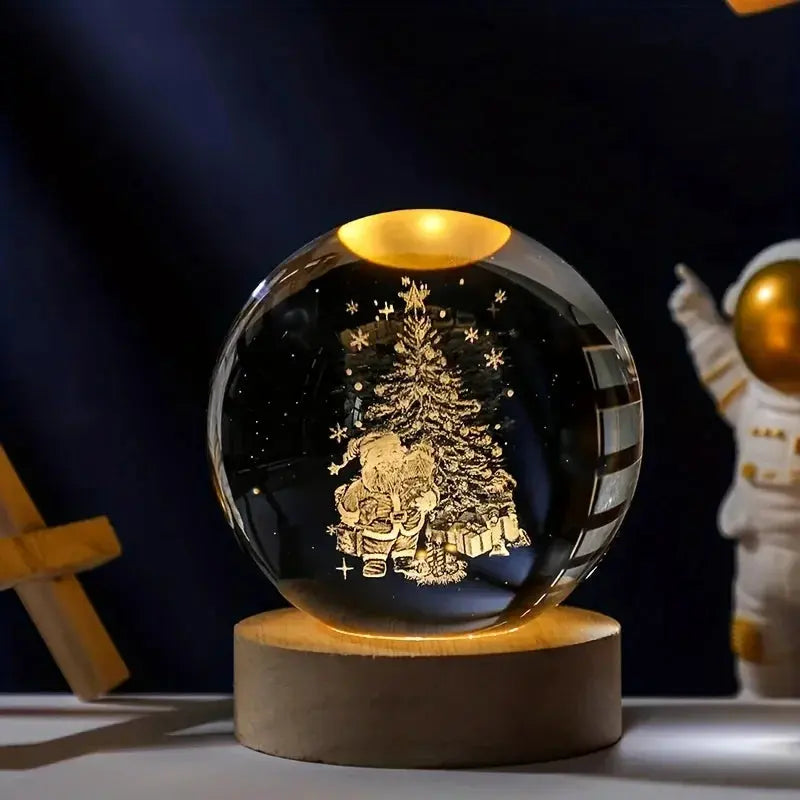 Crystal orb lamp showing solar system, perfect science gift