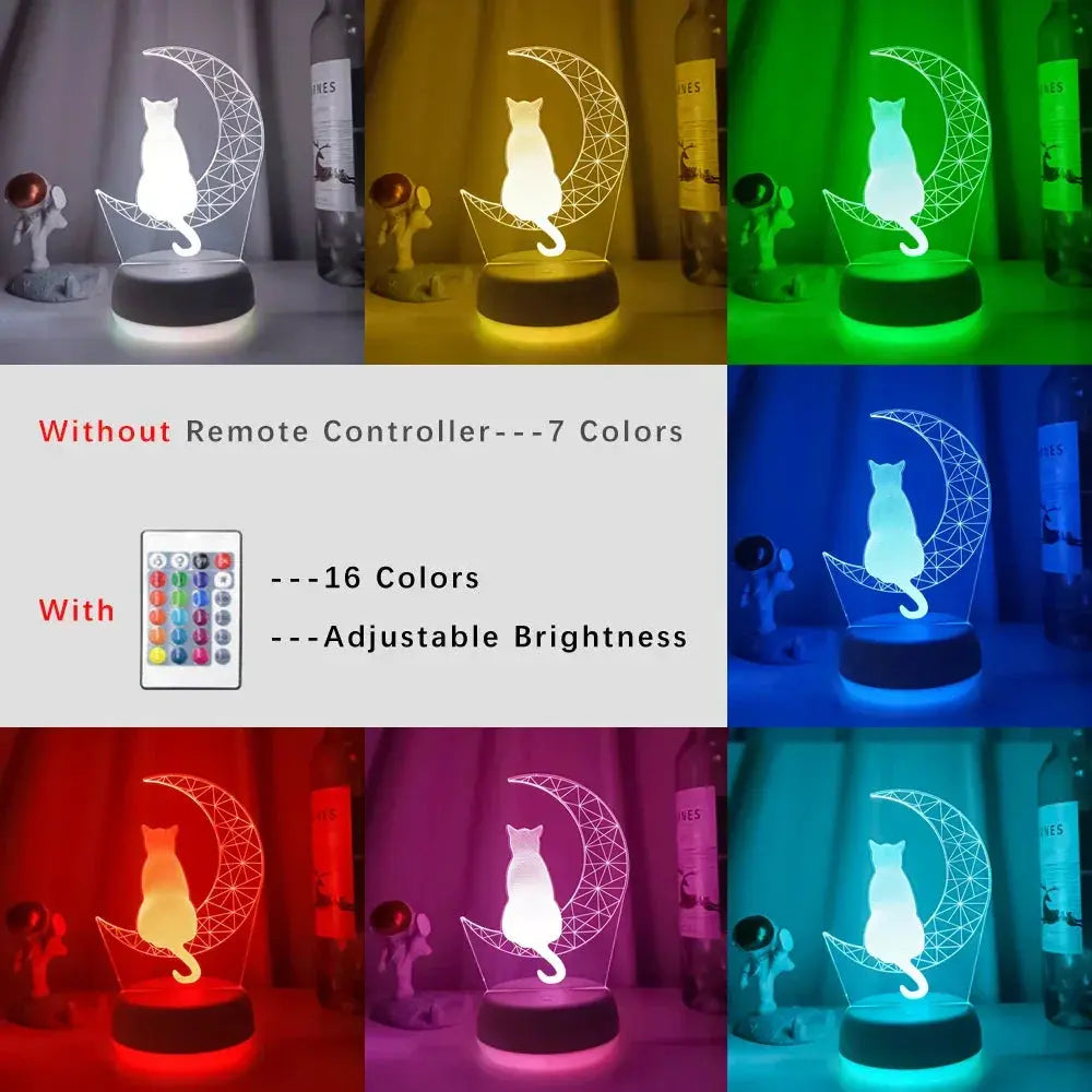 Decorative LED moon cat light with warm ambiance