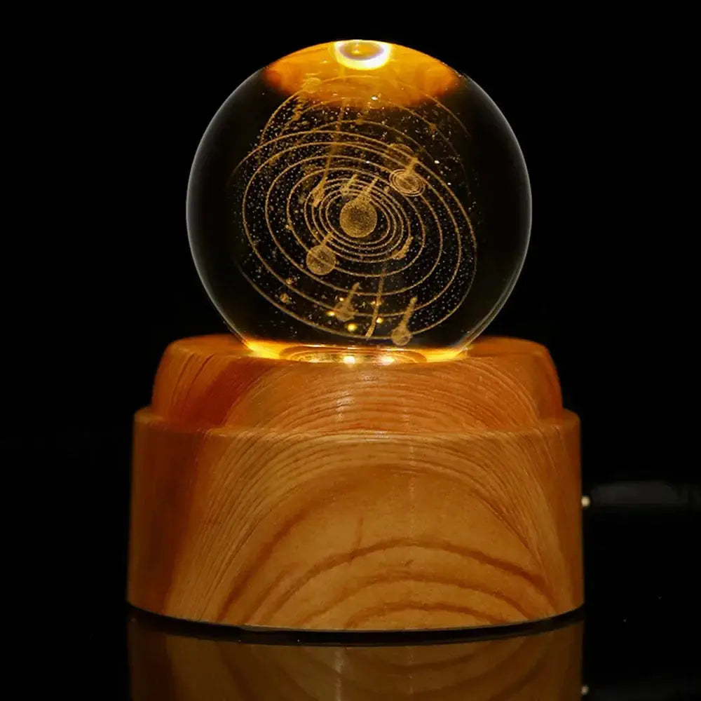Glowing crystal lamp with a 3D moon design — a beautiful and calming light for home decor.