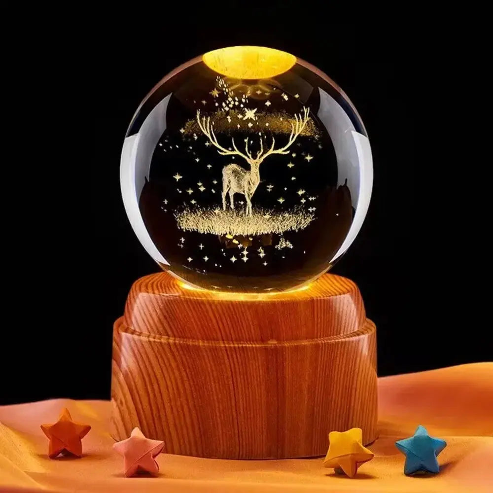 Crystal globe night light with a glowing moon design — a charming gift for children or space enthusiasts.