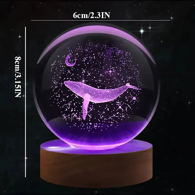 Decorative moon and whale crystal lamp for bedroom or hallway