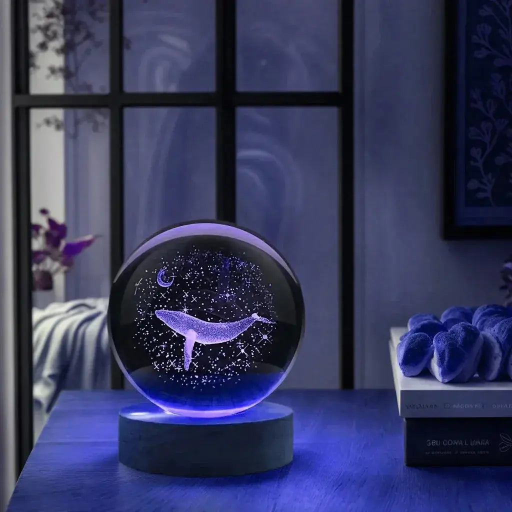 Whale walking on the moon crystal ball lamp – perfect Christmas gift