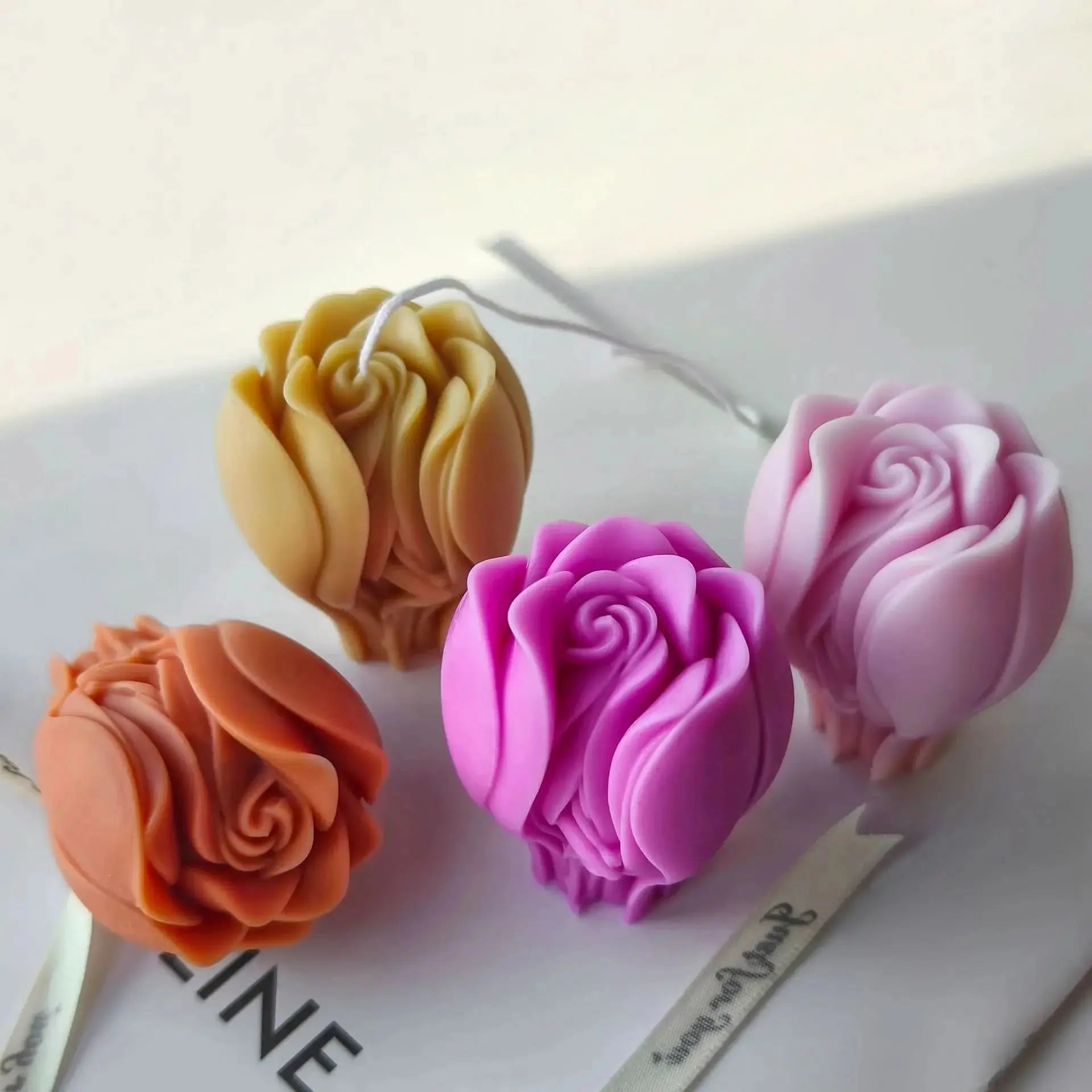 3D rose-shaped silicone mould for creating detailed floral candles, wax melts or bath soaps