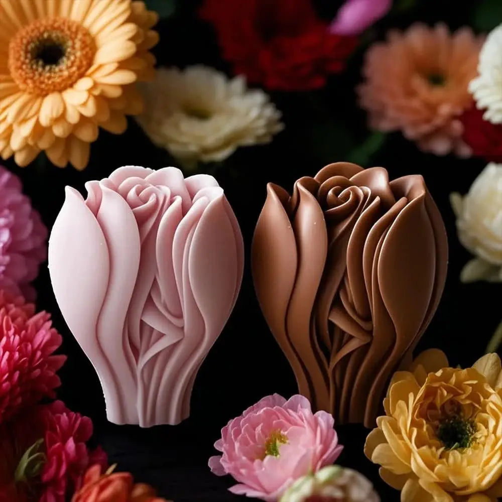 Detailed rose flower silicone mould for soap, wax or candle making – ideal for gifting.