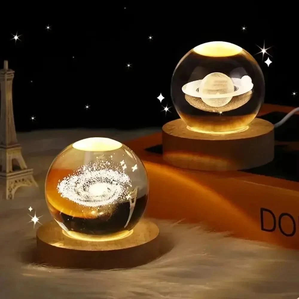 3D Galaxy Crystal Ball Night Light – LED Bedside Lamp with Planet Design arthaya