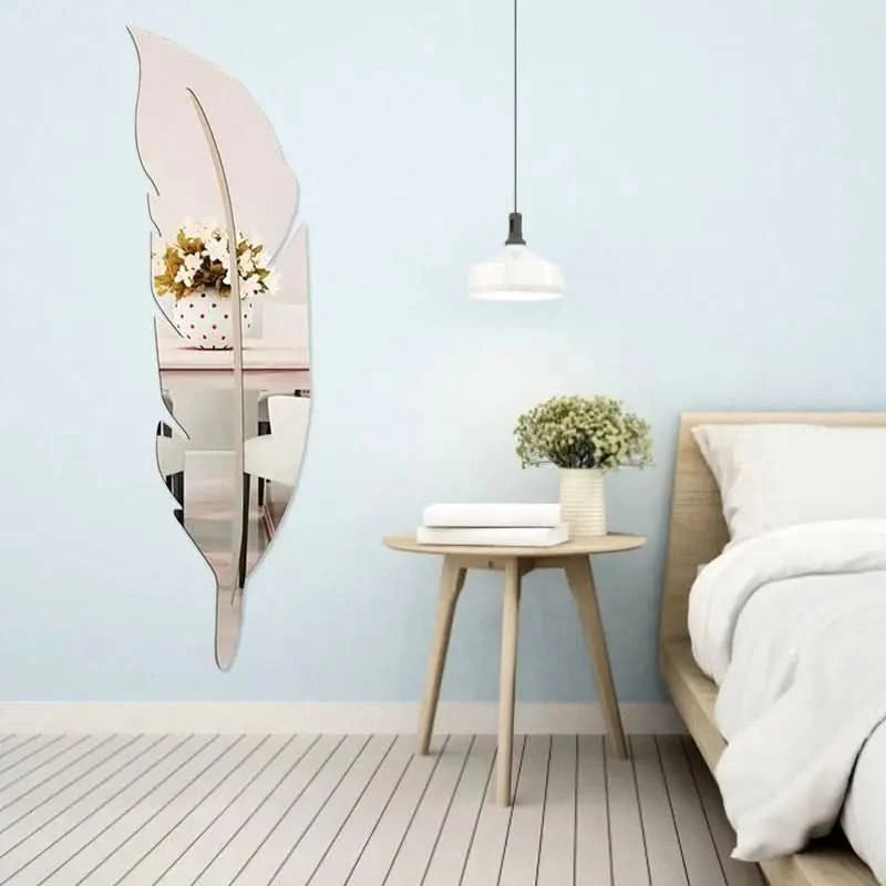 Acrylic feather decal for living room décor