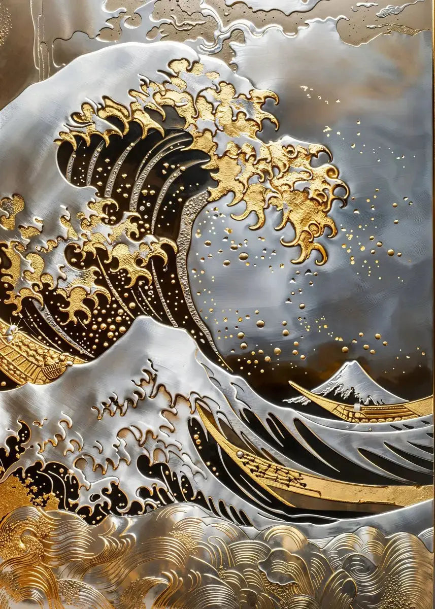Golden tree under moonlit sky on abstract canvas print

