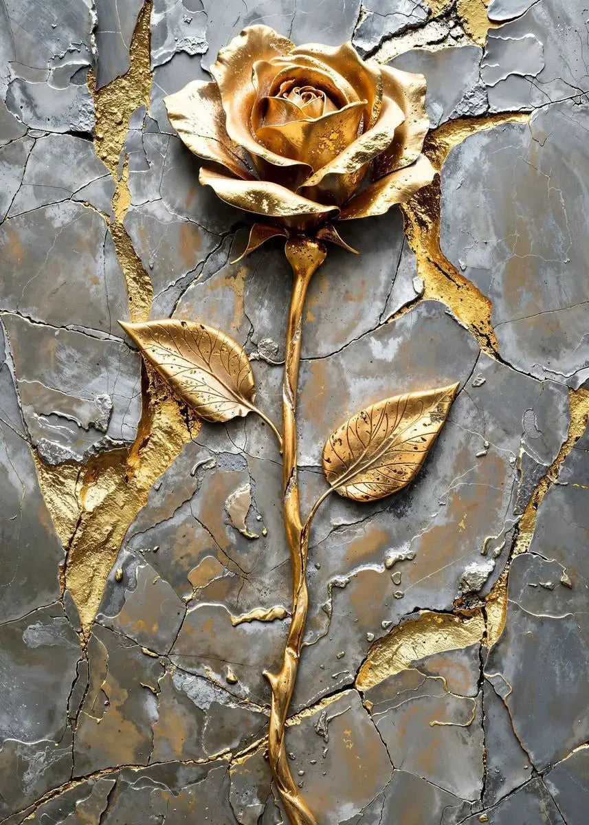 Decorative golden tree and moon artwork on modern canvas