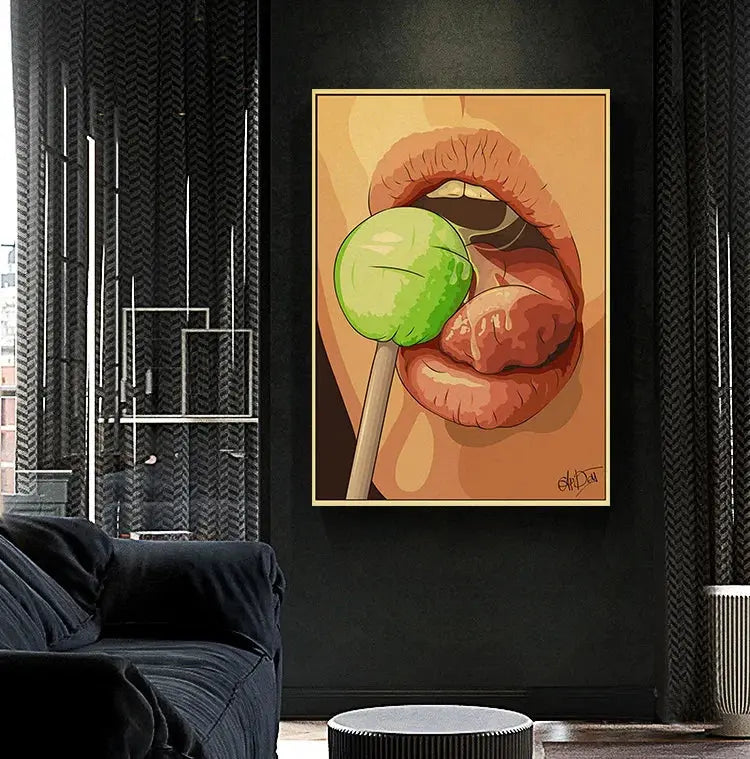 Cool urban anime woman wall art in bold colours