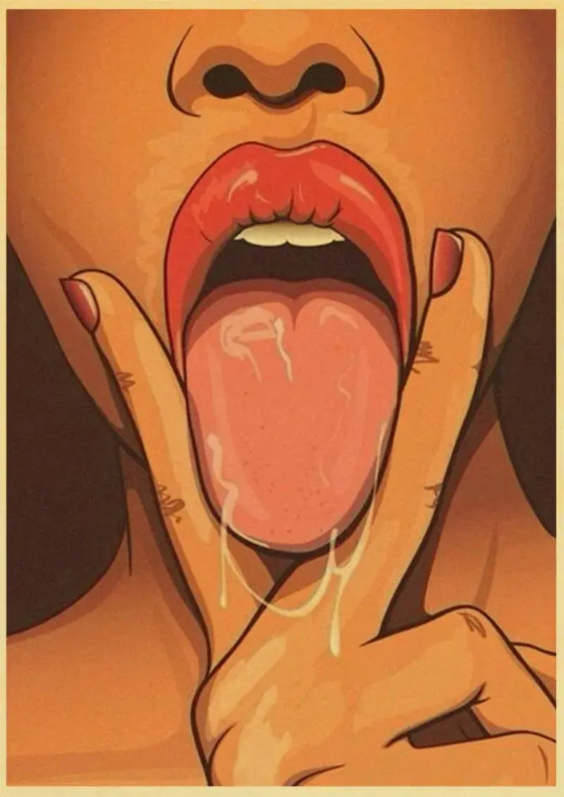 Sensual anime girl art print with bold feminine energy