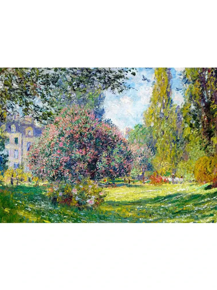 Monet-inspired wall decor with pastel garden colours