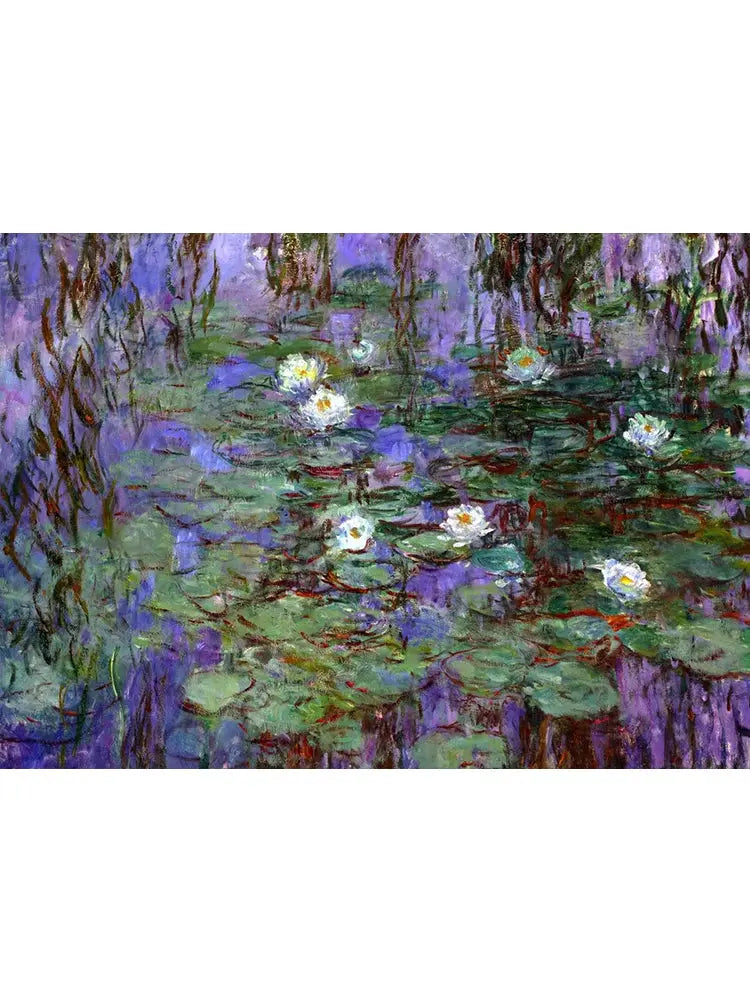 Framed wall decor of tranquil garden pond painting