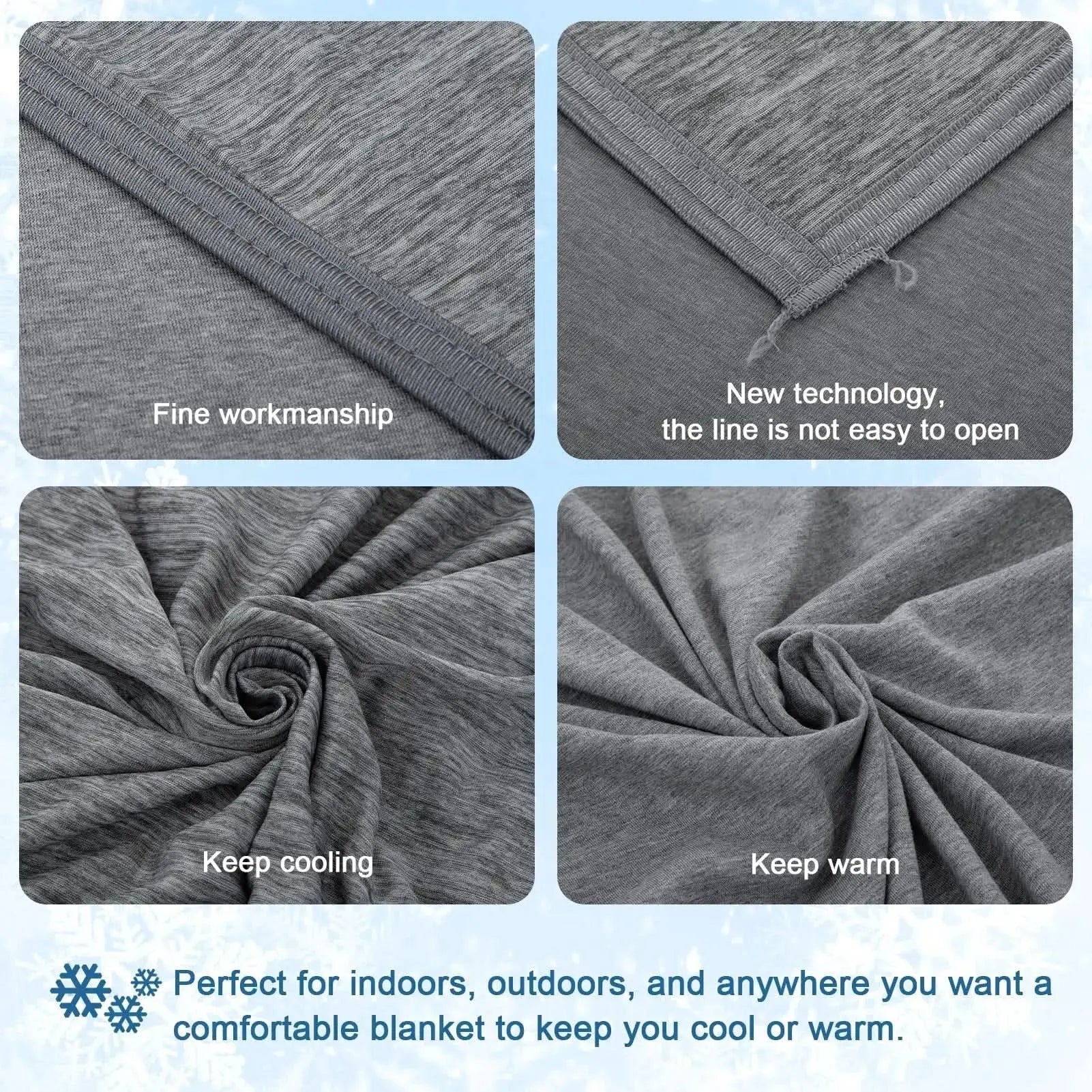Summer blanket made with temperature-regulating fibres and soft quilted finish.