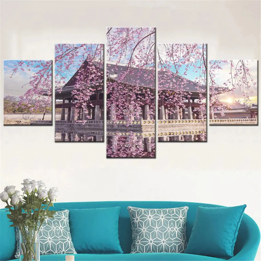 Modular wall painting of traditional Korean architecture