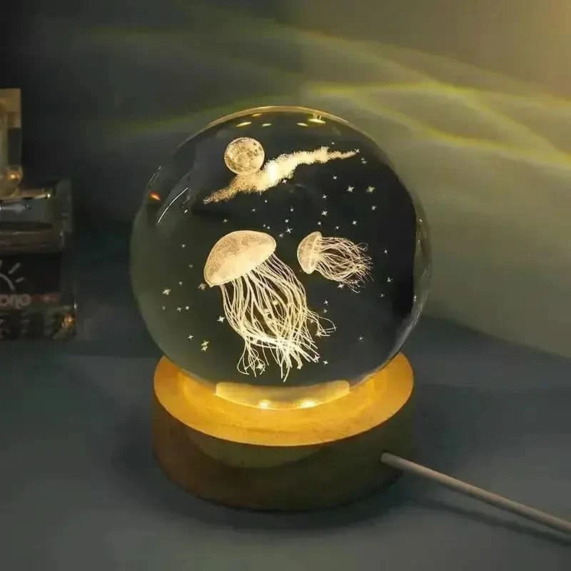 3D Galaxy Crystal Ball Night Light – LED Bedside Lamp with Planet Design arthaya