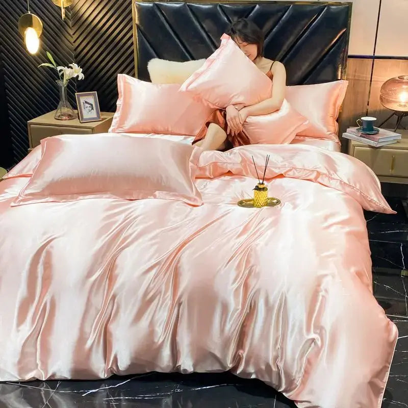Glossy silk pillowcase set for frizz-free sleep