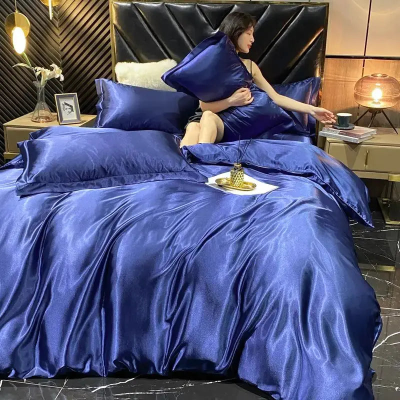 Breathable satin bedding set for year-round use

