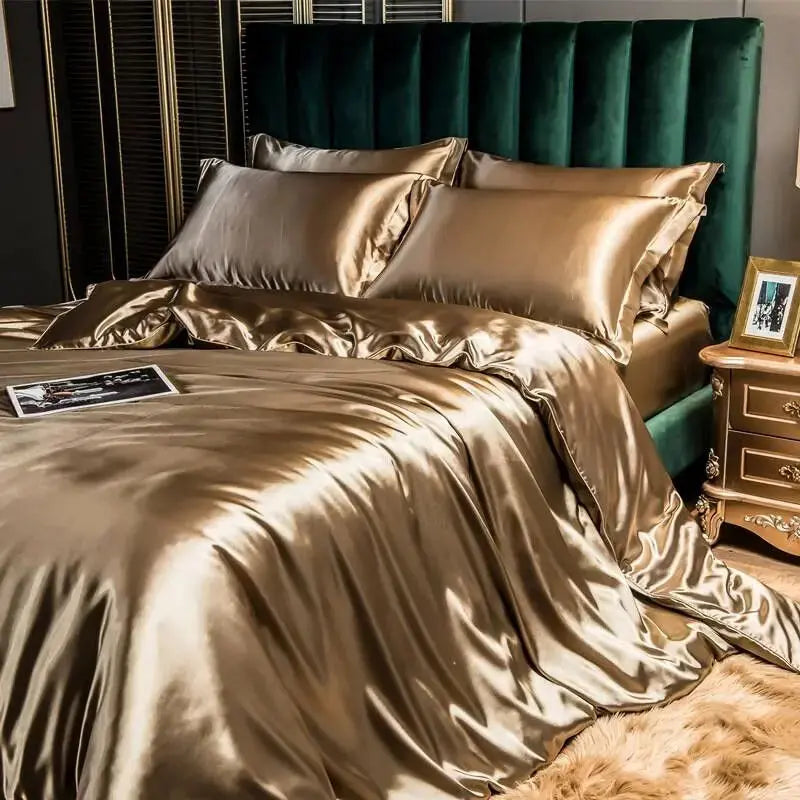 Solid silk duvet set for single or couple’s bed