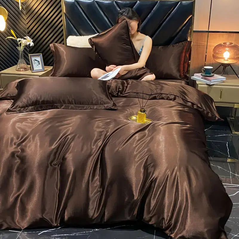Glossy rayon silk sheet set with satin texture