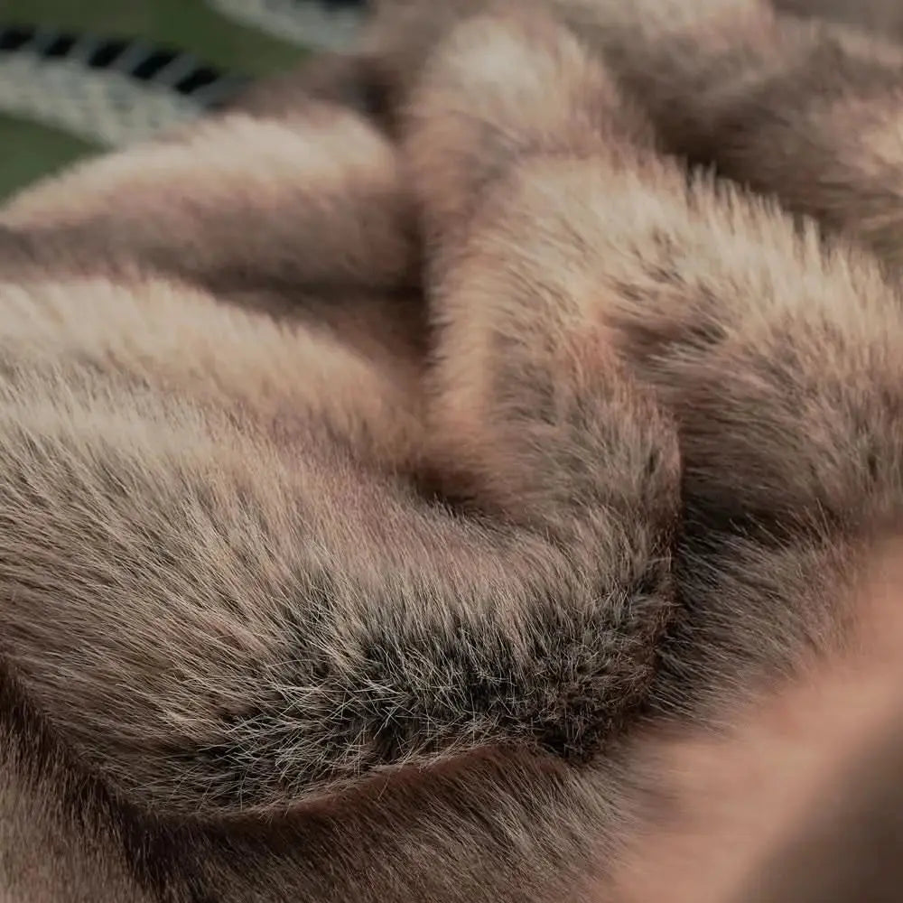 High-end faux fur bedspread with texture

