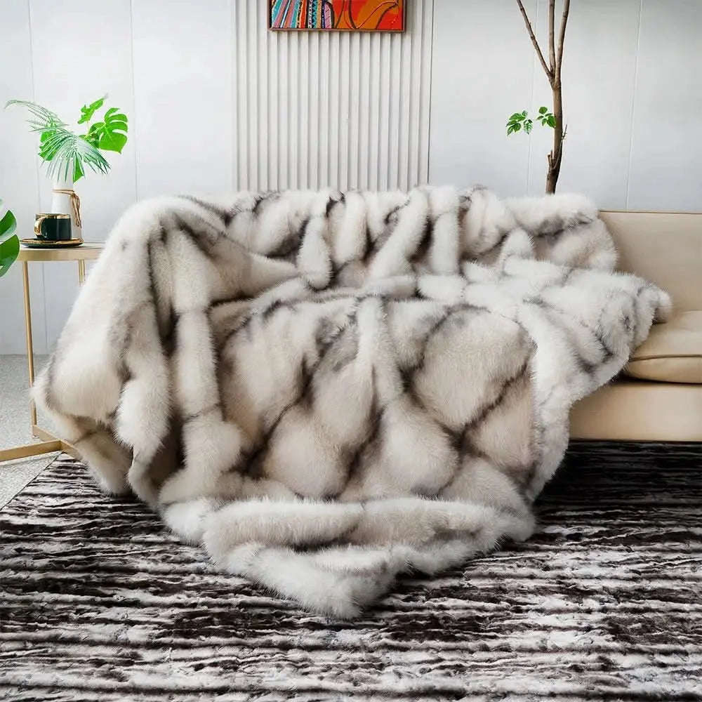 Faux fur decorative blanket for winter use