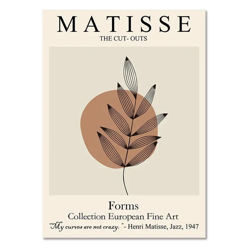 Minimalist wall canvas with expressive line art and foliage