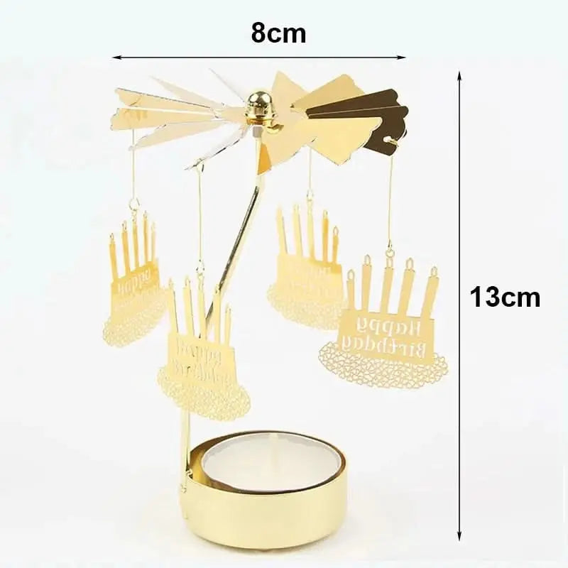 Festive rotating candle holder for tealights, designed for Christmas dinners or seasonal gifts.

