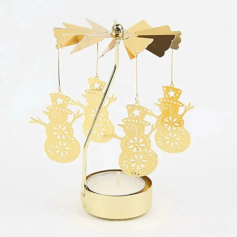 Metal candle spinner with rotating features, ideal for dinner parties, receptions, or festive ambience.


