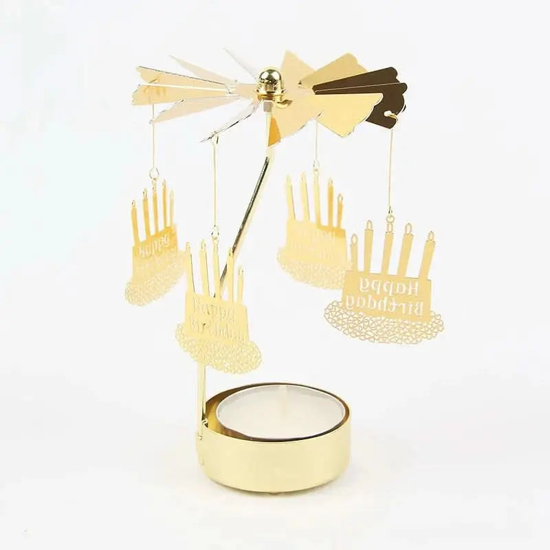 Tealight candle holder with gentle spinning motion, perfect for winter décor or thoughtful gifts.