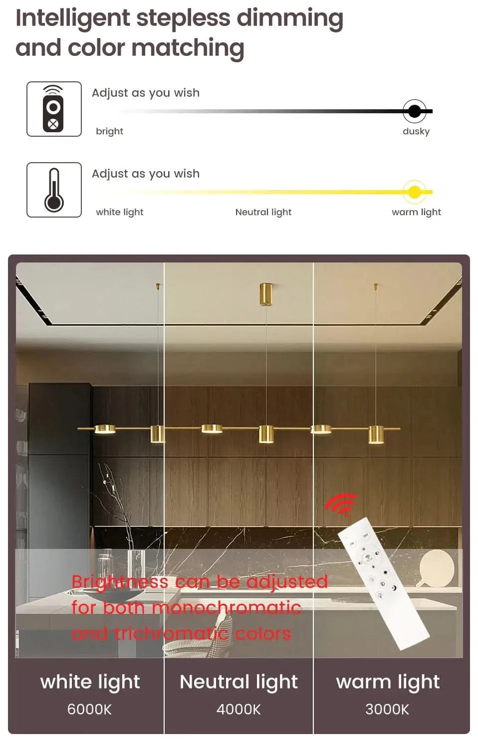 Modern LED Ceiling Chandelier – Dimmable Hanging Light Fixture for Living Room, Dining Table & Kitchen ARTHAYA