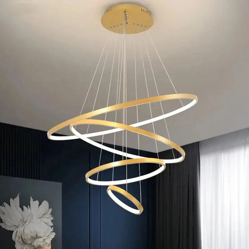 Modern LED Ring Chandelier – Minimalist Pendant Ceiling Light for Dining Room, Bedroom & Living Spaces ARTHAYA