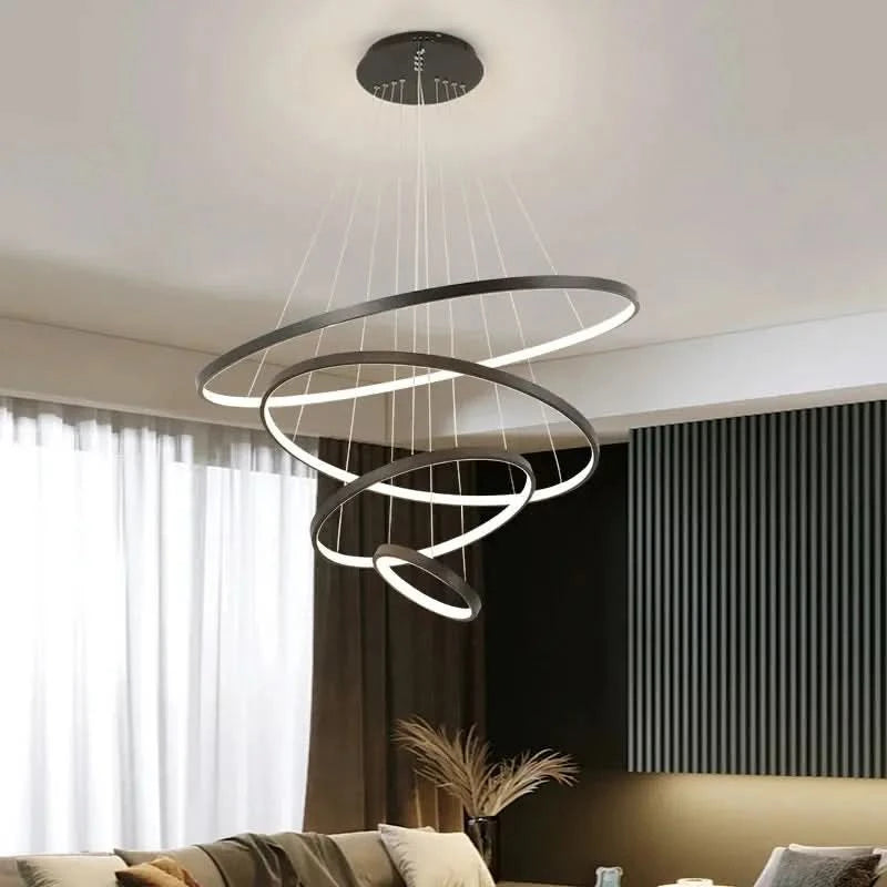 Modern LED Ring Chandelier – Minimalist Pendant Ceiling Light for Dining Room, Bedroom & Living Spaces ARTHAYA