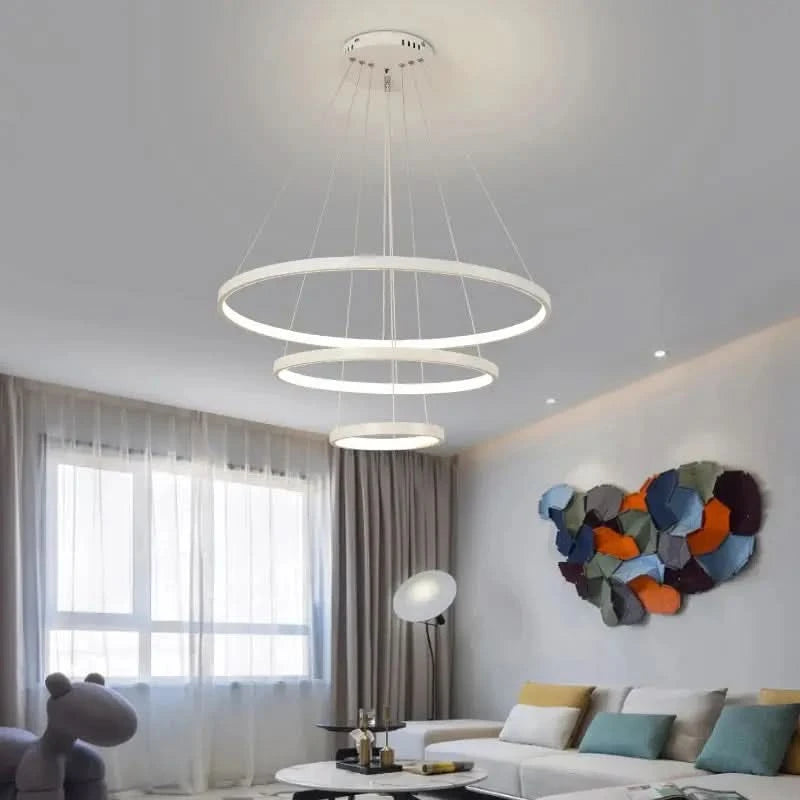 Modern LED Ring Chandelier – Minimalist Pendant Ceiling Light for Dining Room, Bedroom & Living Spaces ARTHAYA