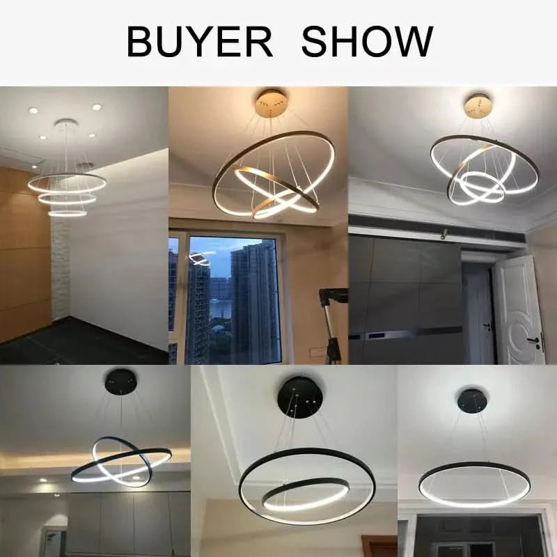 Modern LED Ring Chandelier – Minimalist Pendant Ceiling Light for Dining Room, Bedroom & Living Spaces ARTHAYA