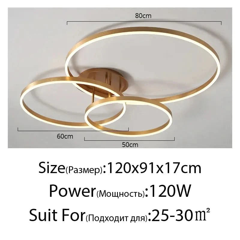 Nordic Creative Round Ring Chandelier – Golden Coffee Lustre Ceiling Light for Bedroom & Living Room ARTHAYA