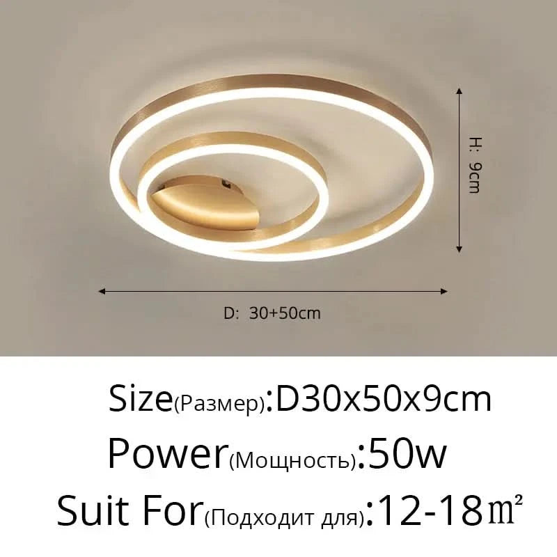 Nordic Creative Round Ring Chandelier – Golden Coffee Lustre Ceiling Light for Bedroom & Living Room ARTHAYA