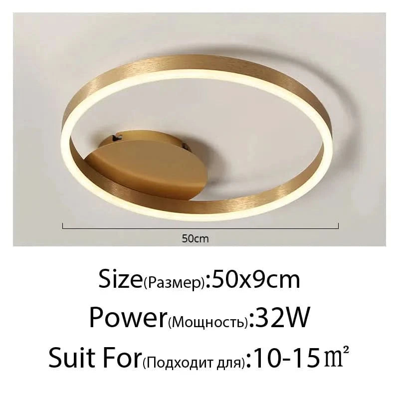 Nordic Creative Round Ring Chandelier – Golden Coffee Lustre Ceiling Light for Bedroom & Living Room ARTHAYA