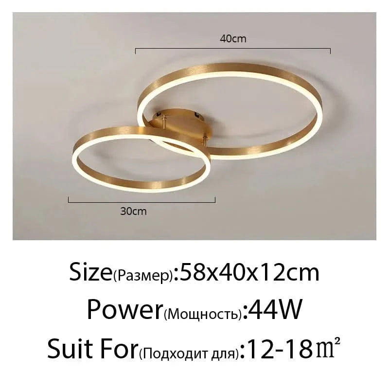 Nordic Creative Round Ring Chandelier – Golden Coffee Lustre Ceiling Light for Bedroom & Living Room ARTHAYA