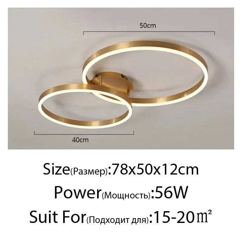 Nordic Creative Round Ring Chandelier – Golden Coffee Lustre Ceiling Light for Bedroom & Living Room ARTHAYA
