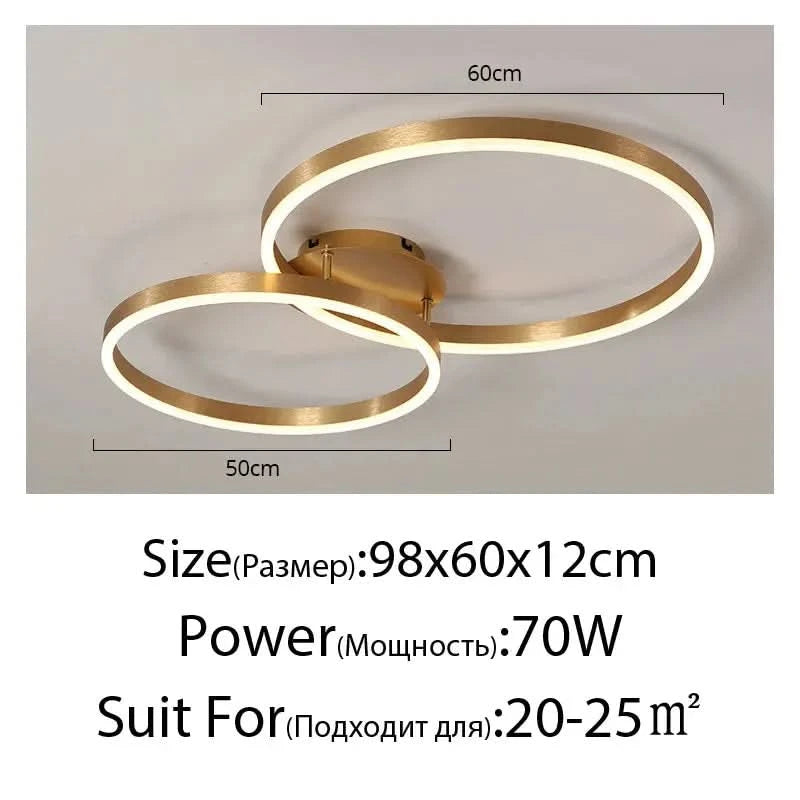 Nordic Creative Round Ring Chandelier – Golden Coffee Lustre Ceiling Light for Bedroom & Living Room ARTHAYA