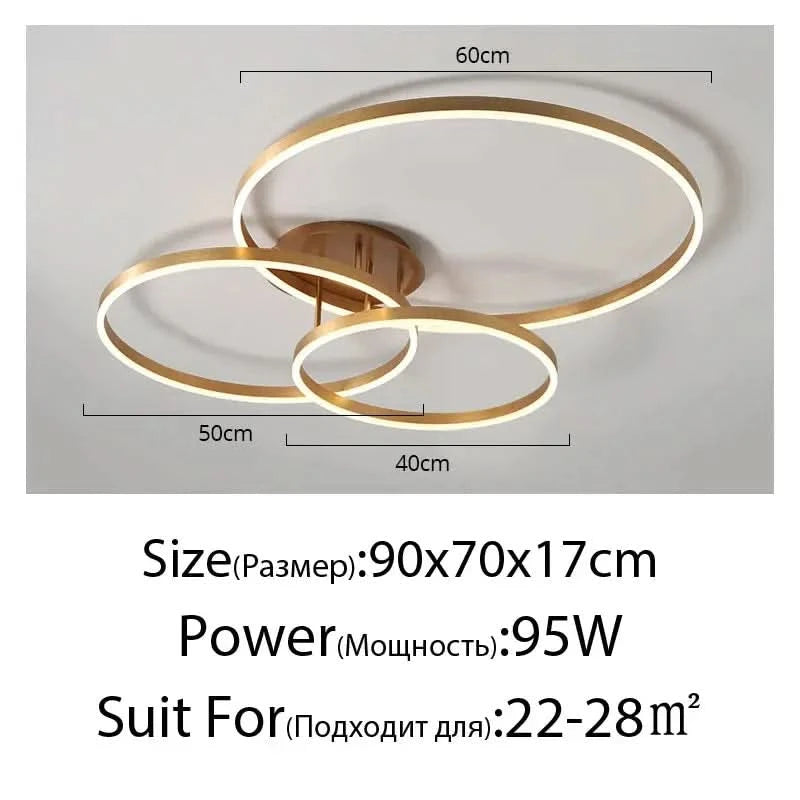 Nordic Creative Round Ring Chandelier – Golden Coffee Lustre Ceiling Light for Bedroom & Living Room ARTHAYA