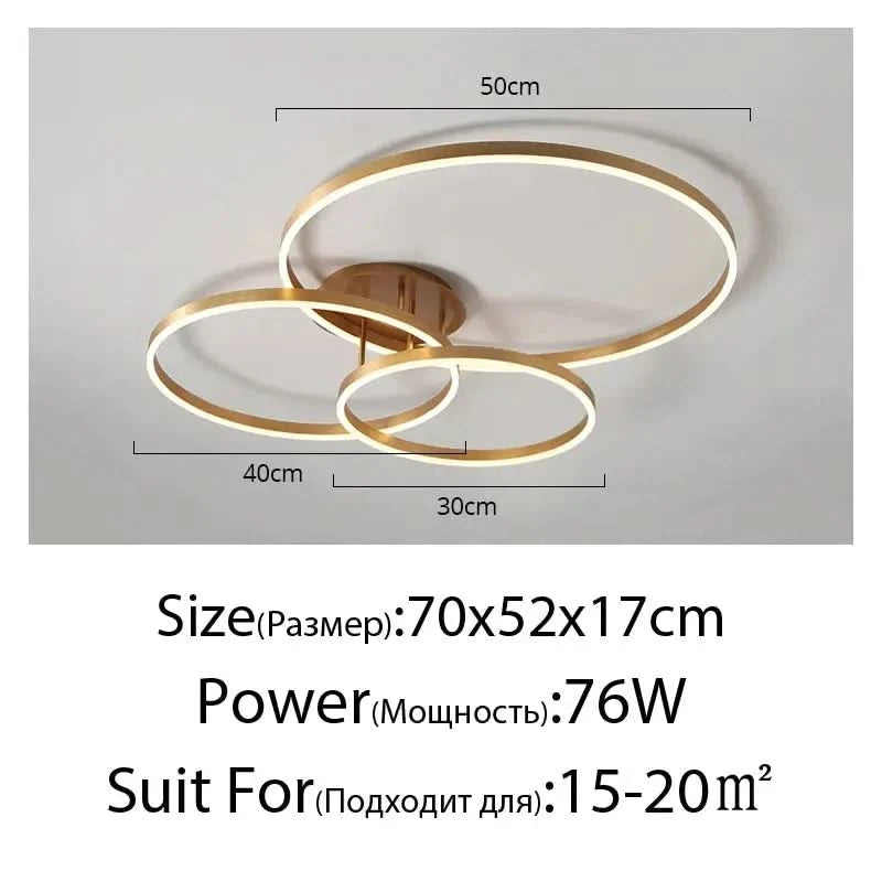 Nordic Creative Round Ring Chandelier – Golden Coffee Lustre Ceiling Light for Bedroom & Living Room ARTHAYA