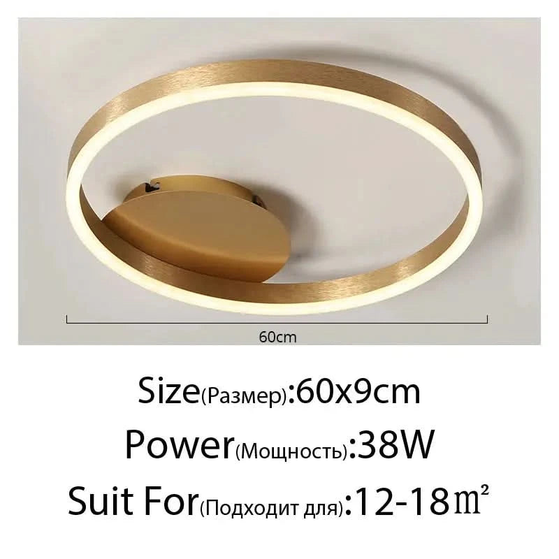 Nordic Creative Round Ring Chandelier – Golden Coffee Lustre Ceiling Light for Bedroom & Living Room ARTHAYA