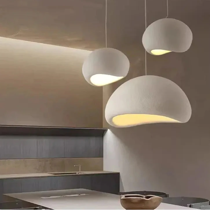 Nordic Wabi-Sabi Ceiling Chandelier – Modern E27 LED Pendant Light for Dining Table, Living Room & Bedroom ARTHAYA
