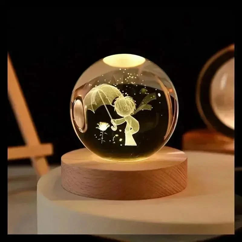 3D Galaxy Crystal Ball Night Light – LED Bedside Lamp with Planet Design arthaya