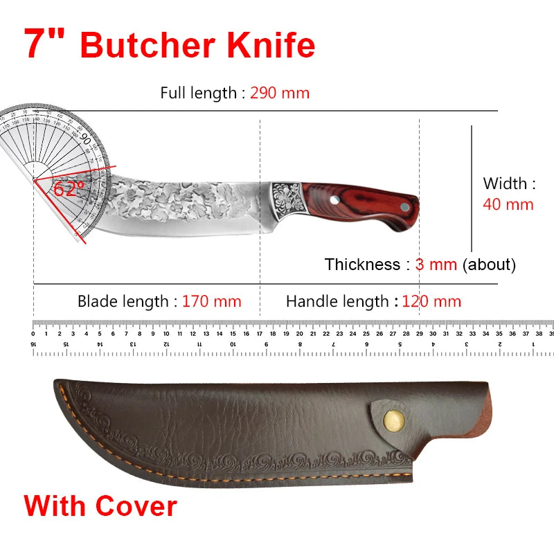 Stainless steel knife for cutting meat, pork, beef, and fruit