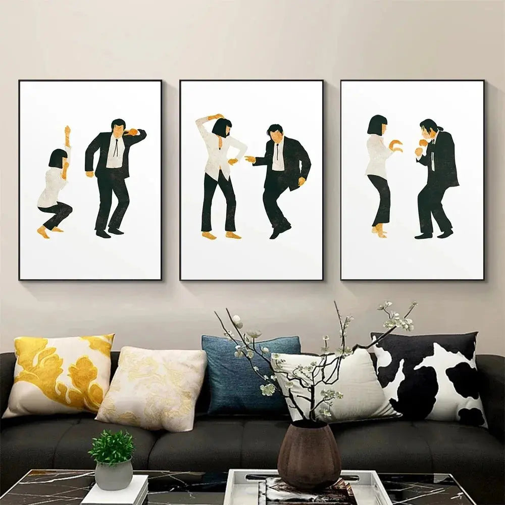 Vintage-style Vintage-style mural of cult film charactersmural of cult film characters