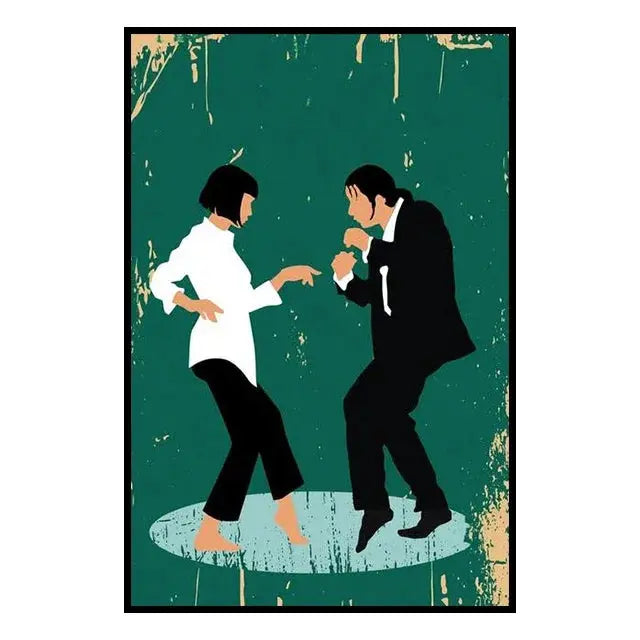 Decorative wall print showcasing famous film characters

