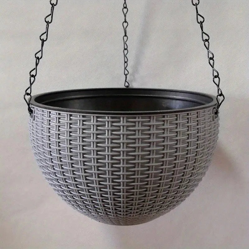 Hanging metal basket for garden flowers